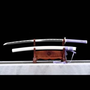 Handmade Japanese Samurai Katana Sword Carbon Steel Full Tang Blade Grinding Hamon White Saya