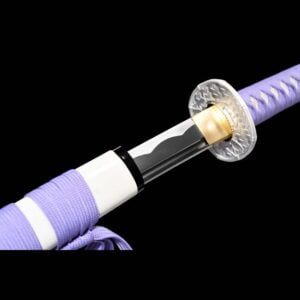 Handmade Japanese Samurai Katana Sword Carbon Steel Full Tang Blade Grinding Hamon White Saya