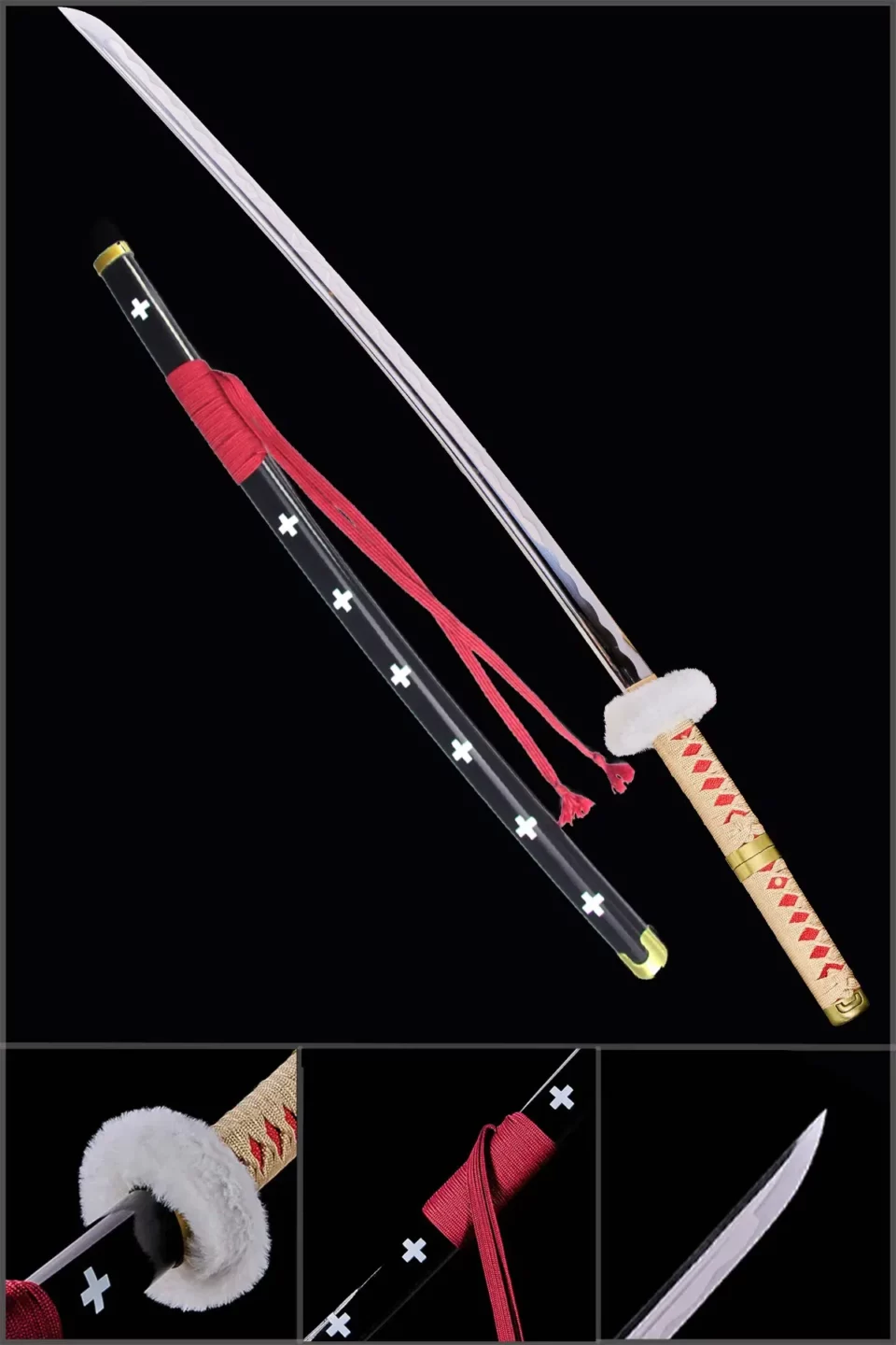 Anime Katana One Piece Trafalgar Laws Kikoku Sword Handmade Carbon Steel Black Jpg