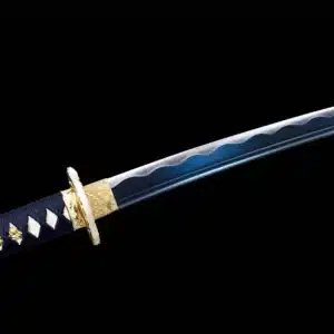 Handmade Japanese Katana Sword Carbon Steel Blade Full Tang With Grinding Hamon Stripe Orange Scabbard