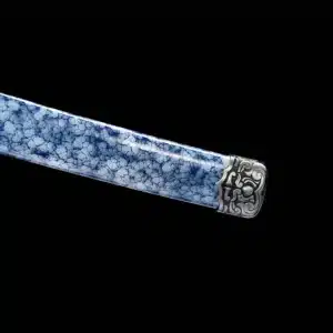 Handmade Japanese Katana Sword Carbon Steel Grey Blade With Blue Scabbard