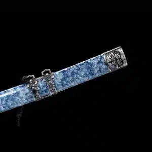 Handmade Japanese Katana Sword Carbon Steel Grey Blade With Blue Scabbard