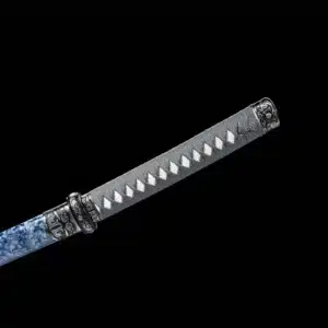 Handmade Japanese Katana Sword Carbon Steel Grey Blade With Blue Scabbard