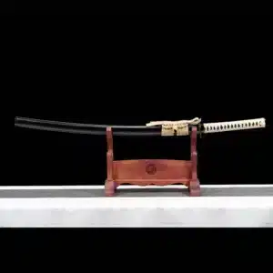 Handmade Japanese Katana Sword Spring Steel Black Blade With Black Scabbard Alloy Fitting