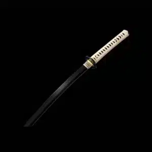 Handmade Japanese Katana Sword Spring Steel Black Blade With Black Scabbard Alloy Fitting