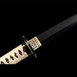 Handmade Japanese Katana Sword Spring Steel Black Blade With Black Scabbard Alloy Fitting