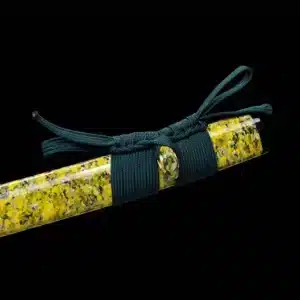 Handmade Japanese Katana Sword Spring Steel Blade Full Tang With Bo Hi Gold Tusba Yellow Scabbard