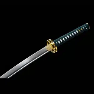 Handmade Japanese Katana Sword Spring Steel Blade Full Tang With Bo Hi Gold Tusba Yellow Scabbard