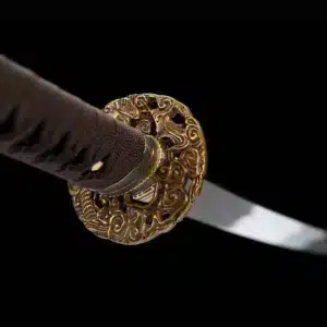 Handmade Japanese Katana Sword Spring Steel Blade Mirror Polishing Full Tang With Brown Scabbard