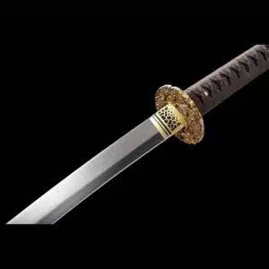 Handmade Japanese Katana Sword Spring Steel Blade Mirror Polishing Full Tang With Brown Scabbard