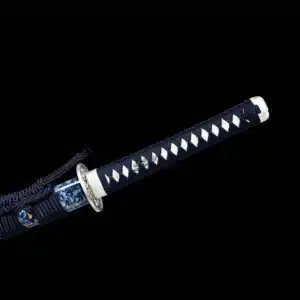 Handmade Japanese Katana Sword Blue Baked Patter Steel Bladefull Tang Blue Scabbard