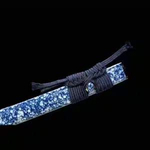 Handmade Japanese Katana Sword Blue Baked Patter Steel Bladefull Tang Blue Scabbard