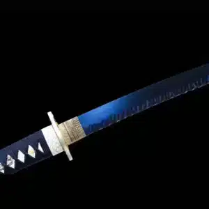 Handmade Japanese Katana Sword Blue Baked Patter Steel Bladefull Tang Blue Scabbard