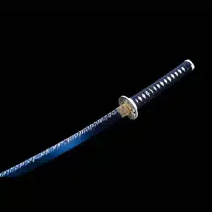 Handmade Japanese Katana Sword Blue Baked Patter Steel Bladefull Tang Blue Scabbard