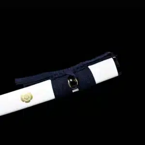 Handmade Japanese Katana Sword Blue Baked Patter Steel Bladefull Tang White Scabbard