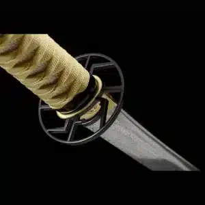 Handmade Japanese Katana Sword Gold Handler Pattern Steel Full Tang Blade With Bo Hi Gold Scabbard