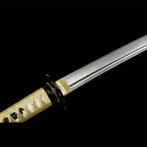 Handmade Japanese Katana Sword Gold Handler Pattern Steel Full Tang Blade With Bo Hi Gold Scabbard