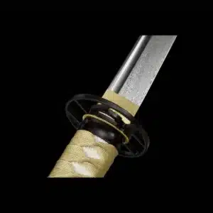 Handmade Japanese Katana Sword Gold Handler Pattern Steel Full Tang Blade With Bo Hi Gold Scabbard