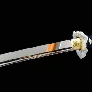 Handmade Japanese Katana Sword High Manganese Steel Blade Mirror Polishing With Bo Hi Blue Scabbard