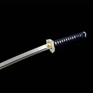 Handmade Japanese Katana Sword High Manganese Steel Blade Mirror Polishing With Bo Hi Blue Scabbard