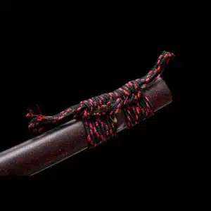 Handmade Japanese Katana Sword High Manganese Steel Lighting Pattern Red Blade Brown Scabbard