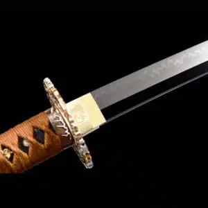 Handmade Japanese Katana Sword Ninefold T Steel With Bo Hi Ready Battle With Orange Scabbard