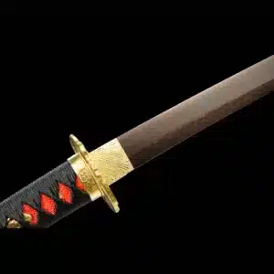 Handmade Japanese Katana Sword Patter Steel Blade Feather Pattern Full Tang With Red Scabbard