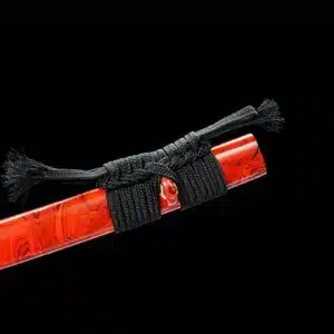 Handmade Japanese Katana Sword Patter Steel Blade Feather Pattern Full Tang With Red Scabbard