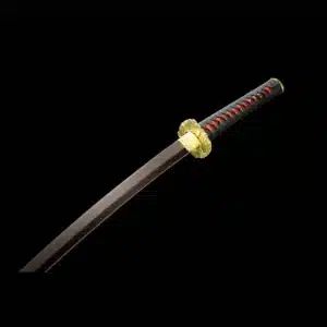 Handmade Japanese Katana Sword Patter Steel Blade Feather Pattern Full Tang With Red Scabbard