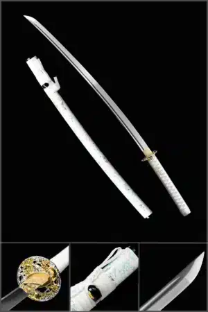 Handmade Japanese Katana Sword Patter Steel Blade With Bo Hiwhite Handle White Scabbard