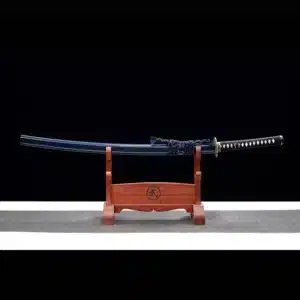 Handmade Japanese Katana Sword Pattern Steel Blade Full Tang Blue Baked Blue Scabbard