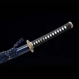 Handmade Japanese Katana Sword Pattern Steel Blade Full Tang Blue Baked Blue Scabbard