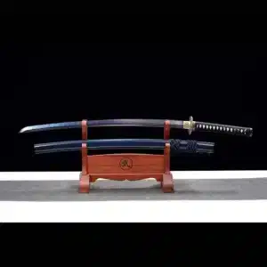 Handmade Japanese Katana Sword Pattern Steel Blade Full Tang Blue Baked Blue Scabbard