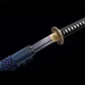 Handmade Japanese Katana Sword Pattern Steel Blade Full Tang Blue Baked Blue Scabbard