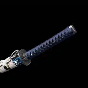 Handmade Japanese Katana Sword T Steel Blade Clay Tempered With Hamon Stripe Blue Scabbard