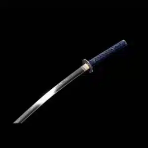 Handmade Japanese Katana Sword T Steel Blade Clay Tempered With Hamon Stripe Blue Scabbard