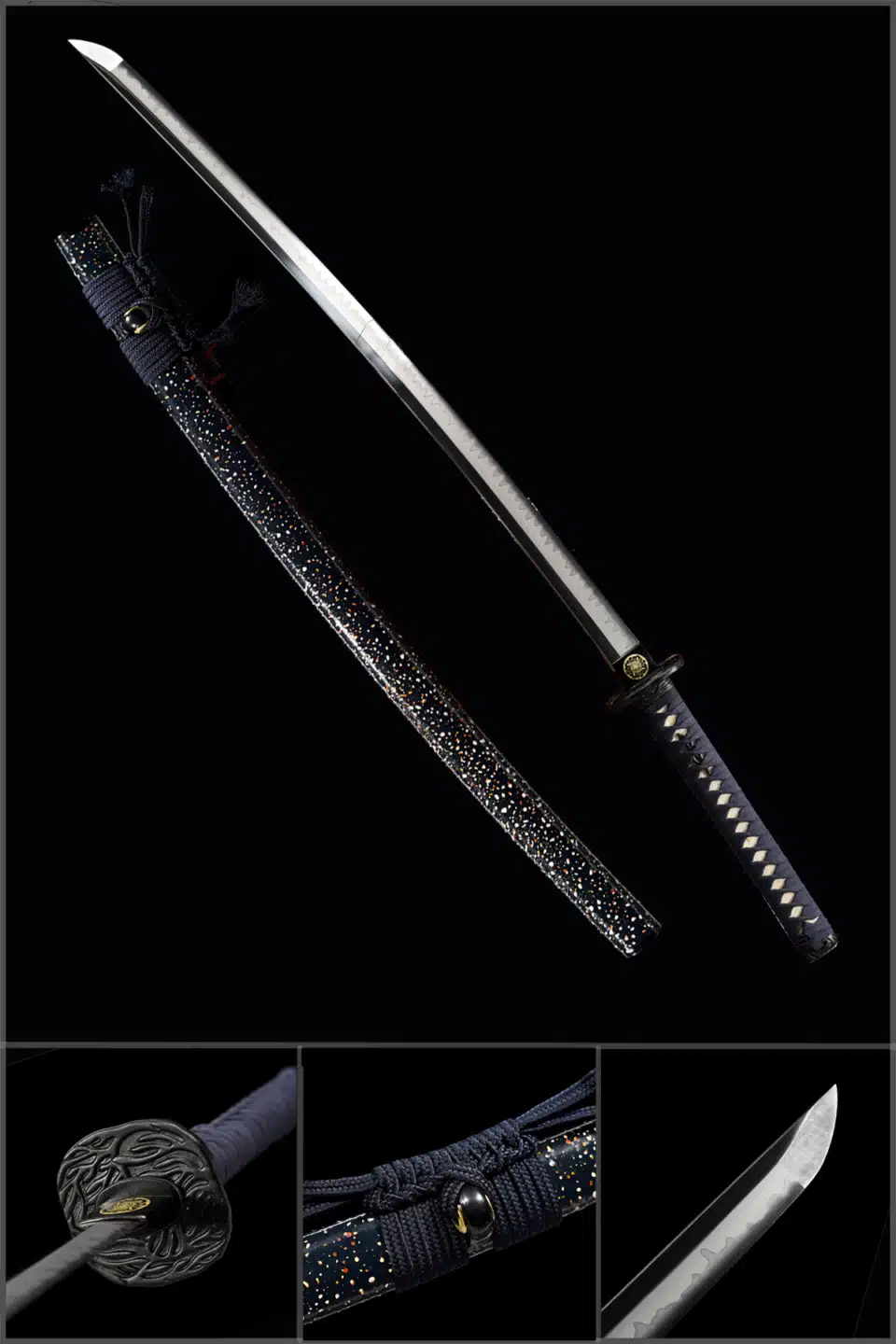 Handmade Japanese Katana Sword T Steel Blade With Hamon Full Tang Spot Scabbard