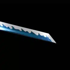 Handmade Japanese Ninjato Sword Spring Steel Fire Pattern Blade Blue Baked Full Tang Blue Saya