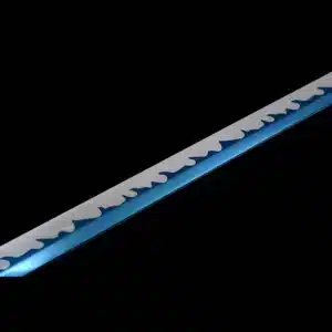 Handmade Japanese Ninjato Sword Spring Steel Fire Pattern Blade Blue Baked Full Tang Blue Saya