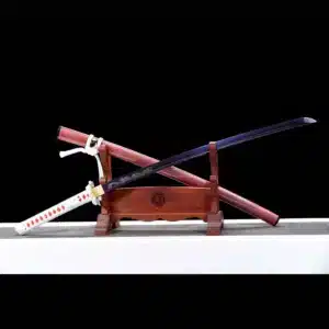 Handmade Japanese Samurai Katana Carbon Steel Blade Blue Baked Full Tang Pink Saya