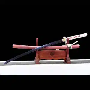 Handmade Japanese Samurai Katana Carbon Steel Blade Blue Baked Full Tang Pink Saya