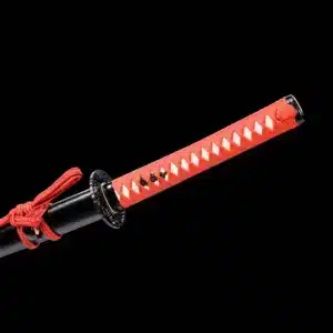 Handmade Japanese Samurai Katana Spring Steel Blade Clay Tempered With Black Saya Alloy Fitting