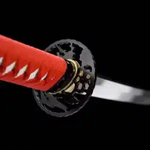 Handmade Japanese Samurai Katana Spring Steel Blade Clay Tempered With Black Saya Alloy Fitting