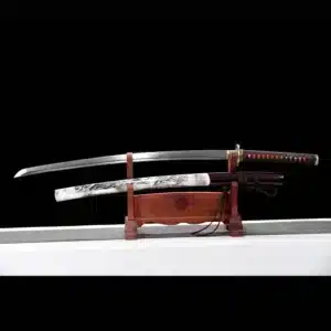 Handmade Japanese Samurai Katana Folded Steel Blade Bo Hi Painted Saya Full Tang Copper Tsuba