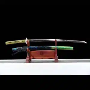 Handmade Japanese Samurai Katana Patter Steel Blade Clay Tempered Grinding Hamon Mixed Color Saya