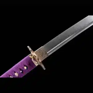 Handmade Japanese Samurai Katana Pattern Steel Blade Purple Handle With Blue Saya