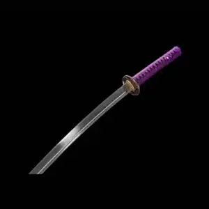 Handmade Japanese Samurai Katana Pattern Steel Blade Purple Handle With Blue Saya