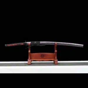 Handmade Japanese Samurai Katana Pattern Steel Red Blade With Bo Hi Purple Saya