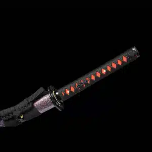 Handmade Japanese Samurai Katana Pattern Steel Red Blade With Bo Hi Purple Saya