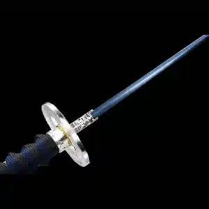 Handmade Japanese Samurai Katana Sword Carbon Steel Blue Blade Battle Ready Brown Saya